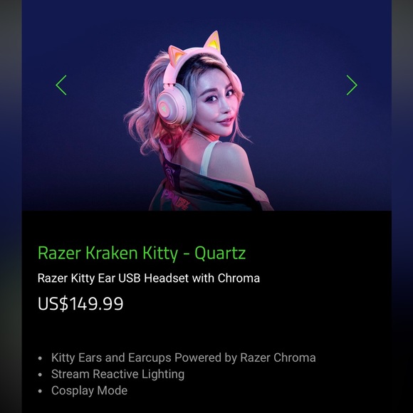 Razer Kraken Kitty V2 USB Wired RGB Headset - Quartz Pink - Picture 5 of 5
